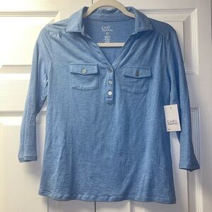 Croft & Barrow size PXS blue button down top NWT